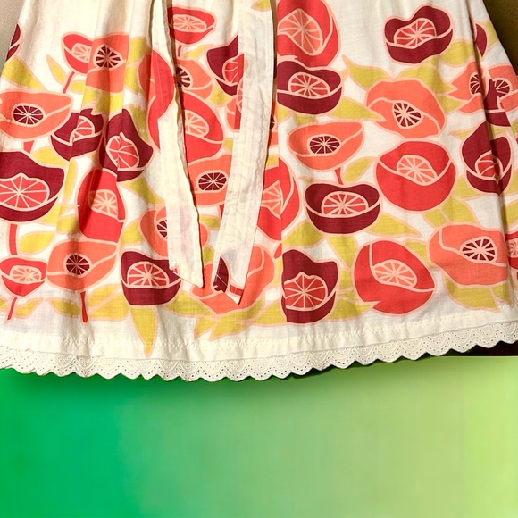 HP Bitten by Sarah Jessica Parker belted poppy sundress, size 8 cream pink green - Picture 3 of 16